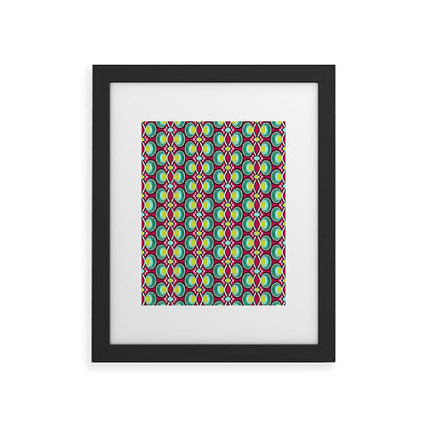 Raven Jumpo Ikat Latice Green Framed Art Print