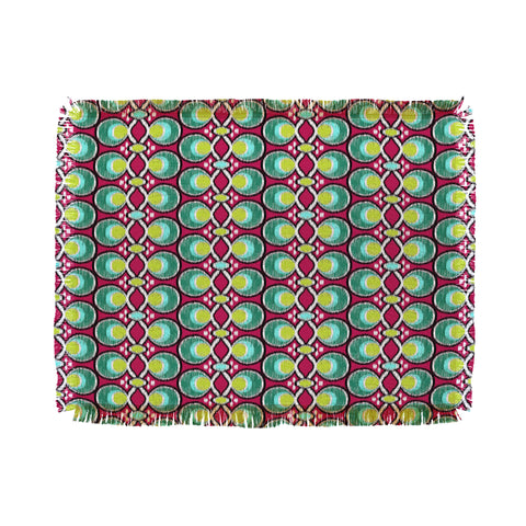 Raven Jumpo Ikat Latice Green Throw Blanket