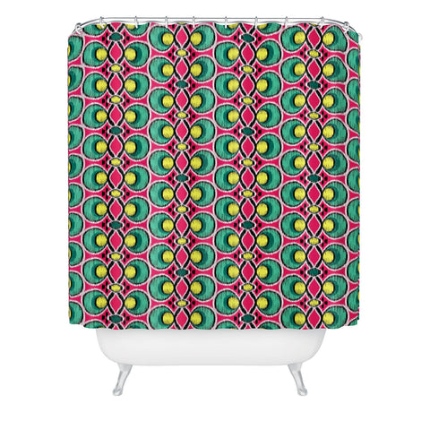 Raven Jumpo Ikat Lattice Magenta Shower Curtain
