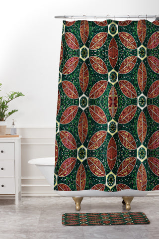 Raven Jumpo Jade Mosaic Shower Curtain And Mat
