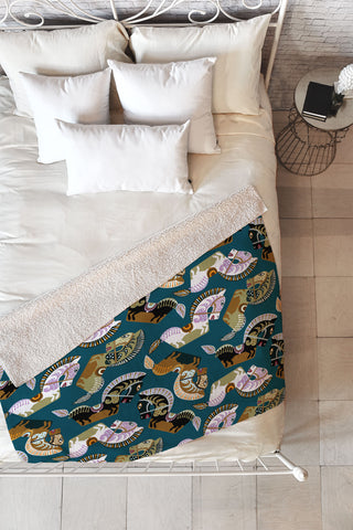 Raven Jumpo Kuda Kepang Fleece Throw Blanket