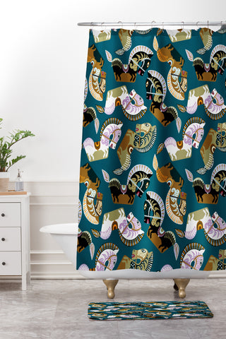 Raven Jumpo Kuda Kepang Shower Curtain And Mat