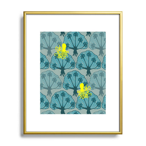 Raven Jumpo Octopus Among The Coral Metal Framed Art Print