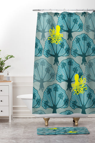 Raven Jumpo Octopus Among The Coral Shower Curtain And Mat