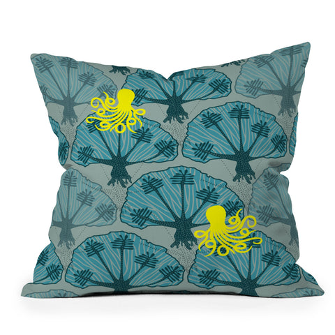 Raven Jumpo Octopus Among The Coral Throw Pillow