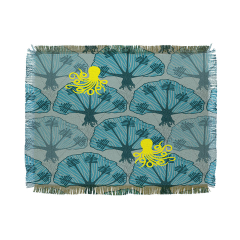 Raven Jumpo Octopus Among The Coral Throw Blanket