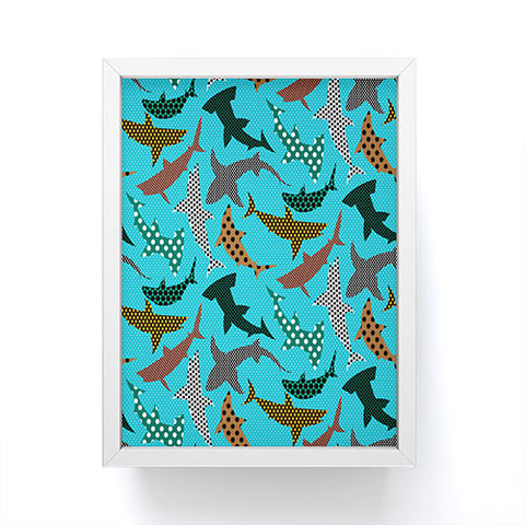 Raven Jumpo Polka Dot Sharks Framed Mini Art Print