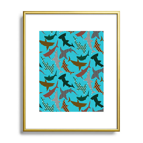 Raven Jumpo Polka Dot Sharks Metal Framed Art Print