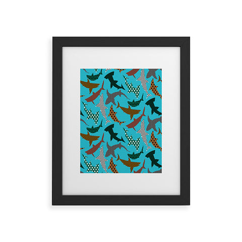 Raven Jumpo Polka Dot Sharks Framed Art Print