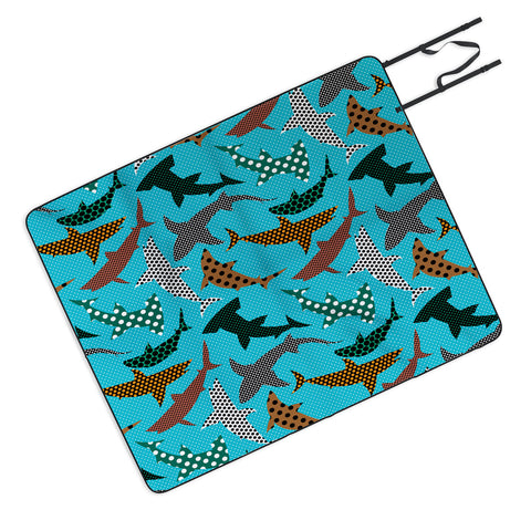 Raven Jumpo Polka Dot Sharks Picnic Blanket