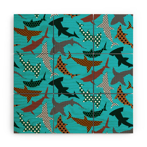 Raven Jumpo Polka Dot Sharks Wood Wall Mural