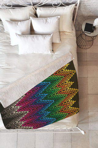 Raven Jumpo Rainbow Ikat Fleece Throw Blanket