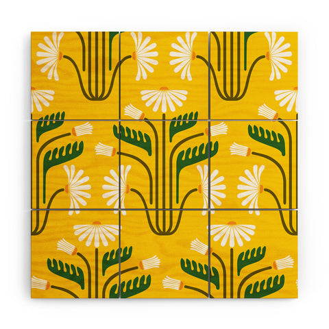 Raven Jumpo Stylised Daisies Wood Wall Mural