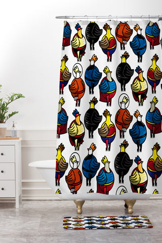 Raven Jumpo Super Chicks Shower Curtain And Mat