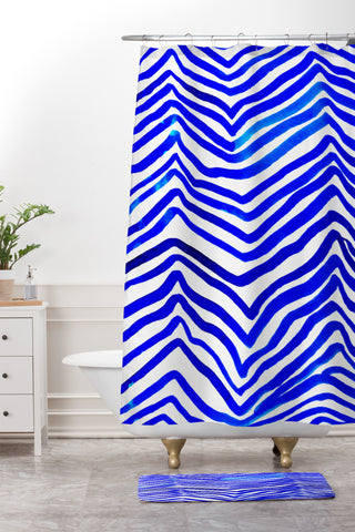 Rebecca Allen A Zebra In Crete Shower Curtain And Mat