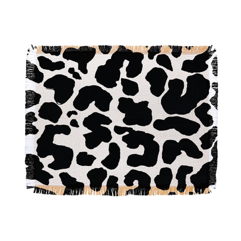 Rebecca Allen Blk Leopard Throw Blanket