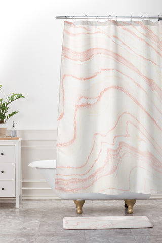Rebecca Allen Blush Marble Shower Curtain And Mat