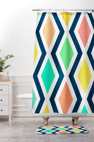 Rebecca Allen Delighted II Shower Curtain And Mat