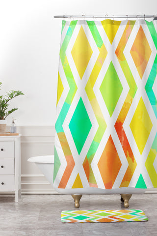 Rebecca Allen Delighted Shower Curtain And Mat