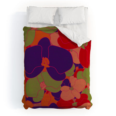 Rebecca Allen Flower Fall Retro Duvet Cover