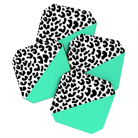 Rebecca Allen Leopard And Mint Coaster Set