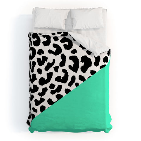 Rebecca Allen Leopard And Mint Duvet Cover