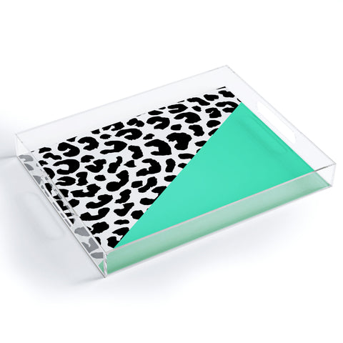 Rebecca Allen Leopard And Mint Acrylic Tray