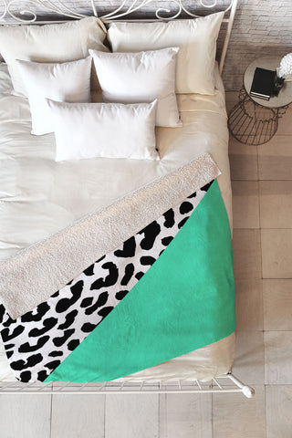 Rebecca Allen Leopard And Mint Fleece Throw Blanket