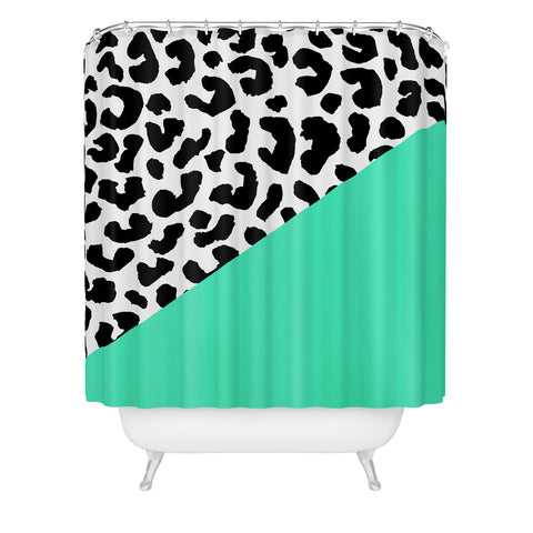 Rebecca Allen Leopard And Mint Shower Curtain