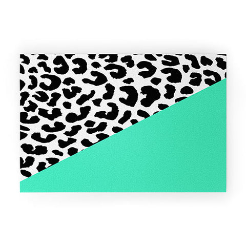 Rebecca Allen Leopard And Mint Welcome Mat