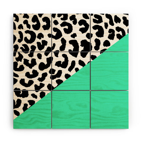 Rebecca Allen Leopard And Mint Wood Wall Mural