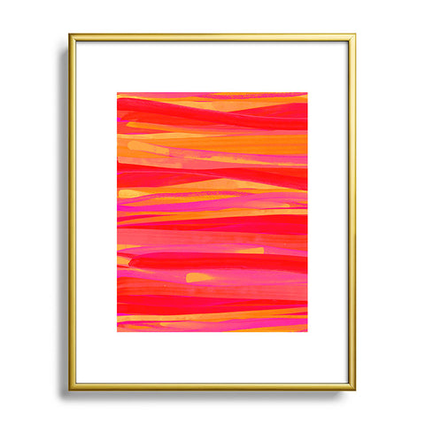 Rebecca Allen Orange Strokes Metal Framed Art Print