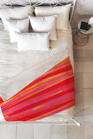 Rebecca Allen Orange Strokes Fleece Throw Blanket