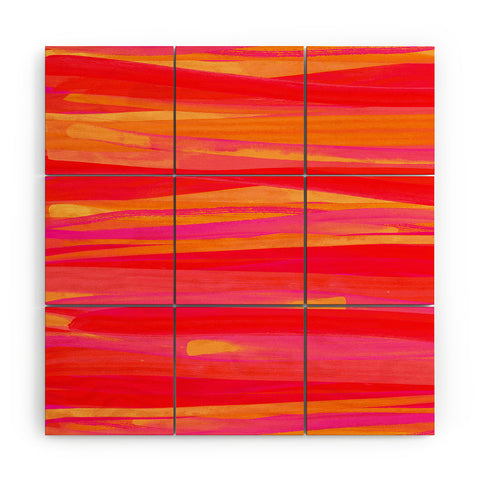 Rebecca Allen Orange Strokes Wood Wall Mural