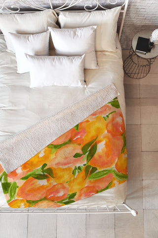 Rebecca Allen Our Summer Garden Fleece Throw Blanket
