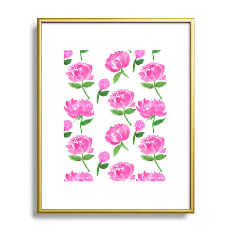 Rebecca Allen Peonies in Bloom Metal Framed Art Print