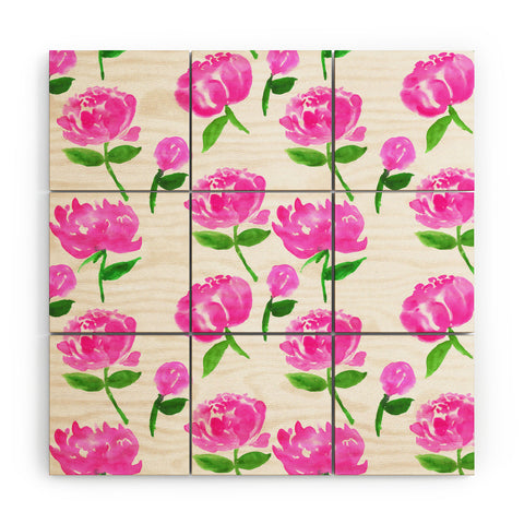 Rebecca Allen Peonies in Bloom Wood Wall Mural