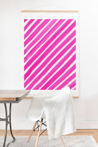 Rebecca Allen Pretty In Stripes Pink Art Print And Hanger