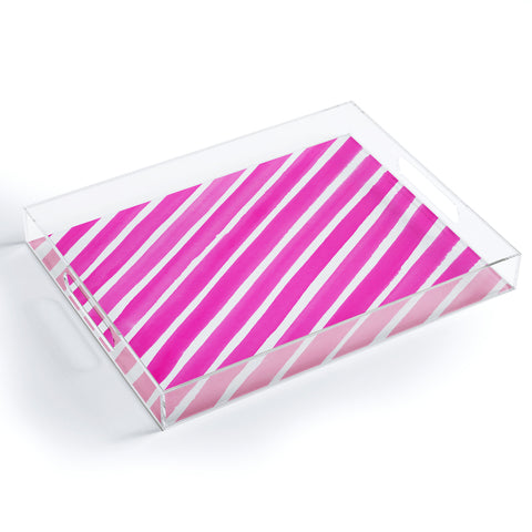 Rebecca Allen Pretty In Stripes Pink Acrylic Tray