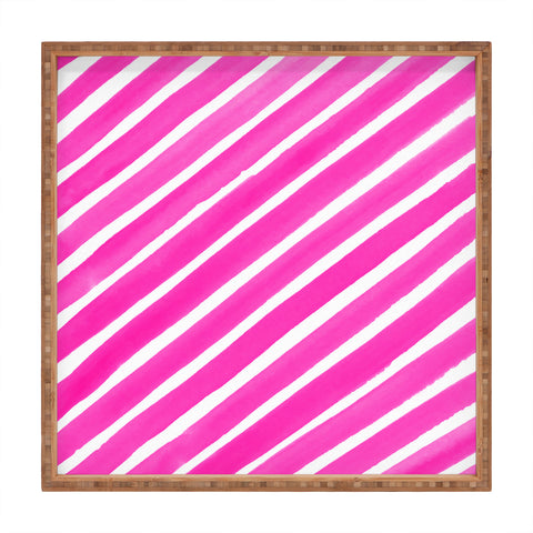 Rebecca Allen Pretty In Stripes Pink Square Tray
