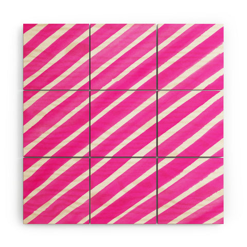 Rebecca Allen Pretty In Stripes Pink Wood Wall Mural