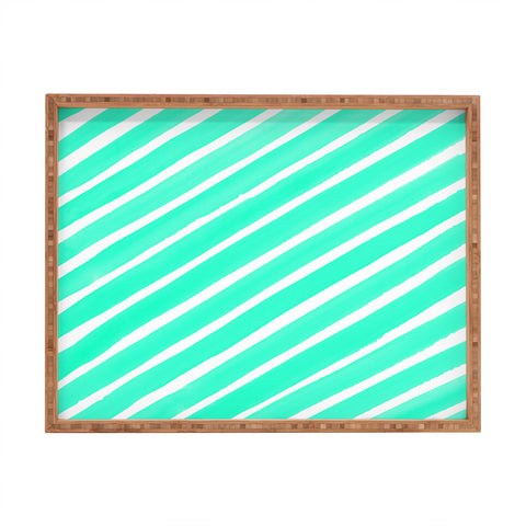 Rebecca Allen Pretty In Stripes Turquoise Rectangular Tray
