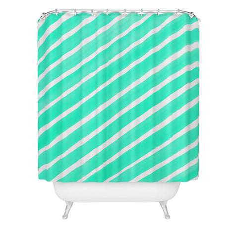 Rebecca Allen Pretty In Stripes Turquoise Shower Curtain