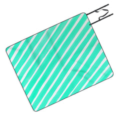 Rebecca Allen Pretty In Stripes Turquoise Picnic Blanket