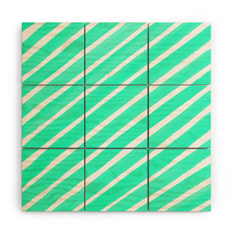 Rebecca Allen Pretty In Stripes Turquoise Wood Wall Mural