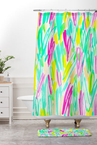 Rebecca Allen Spring Blooms Brightly Shower Curtain And Mat