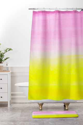 Rebecca Allen When Pink Met Yellow Shower Curtain And Mat