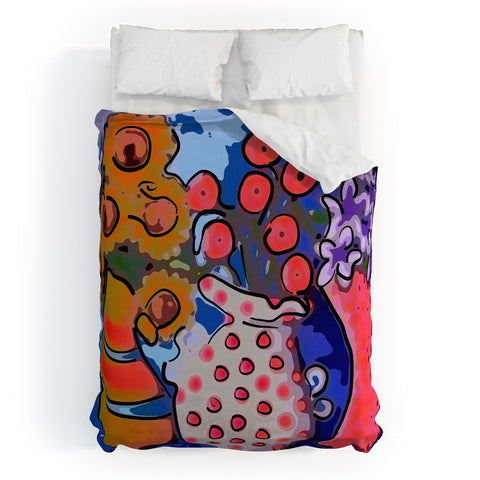 Renie Britenbucher 3 Funky Vases Duvet Cover