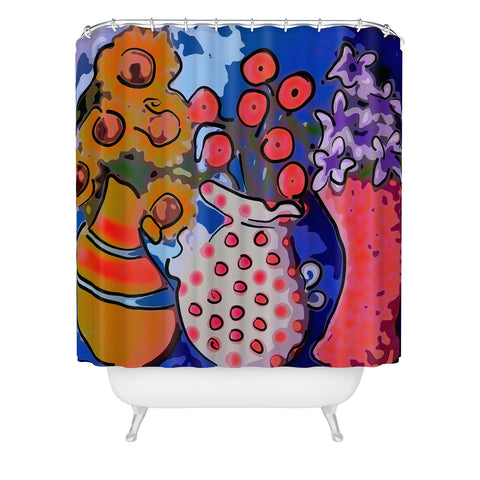 Renie Britenbucher 3 Funky Vases Shower Curtain