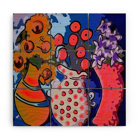 Renie Britenbucher 3 Funky Vases Wood Wall Mural